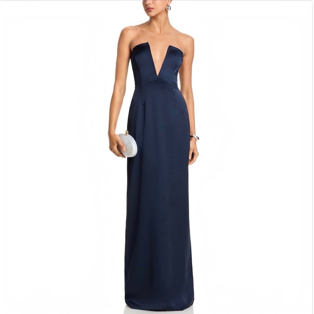 NEW RAMY BROOK Raquel V-Neck Strapless Gown Navy Size 8 NWT